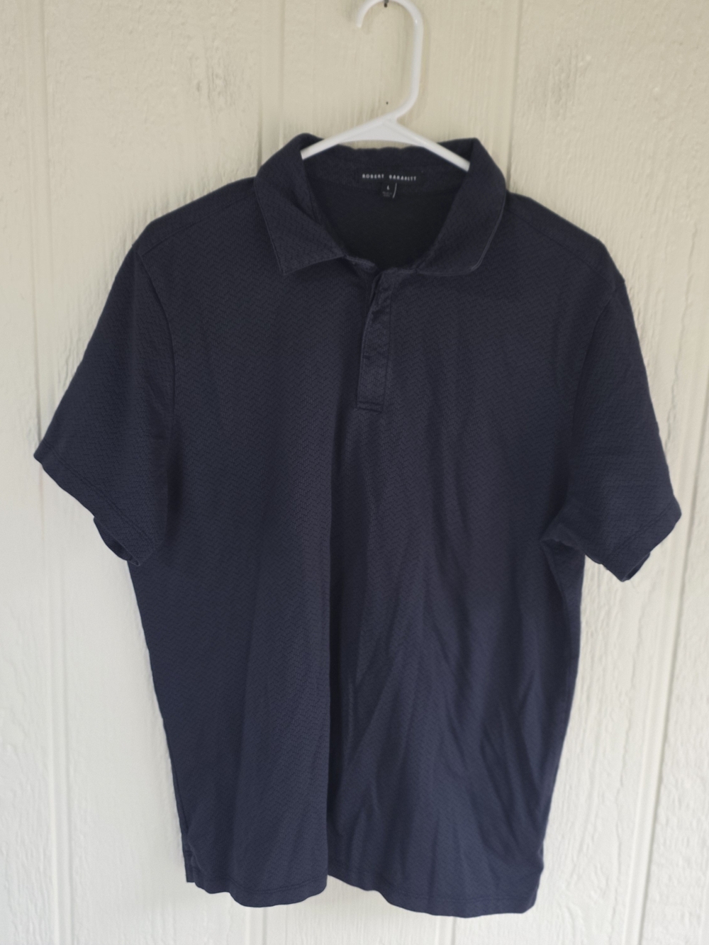 Men's Robert Barakett Dark Navy Textured Polo, Size Large